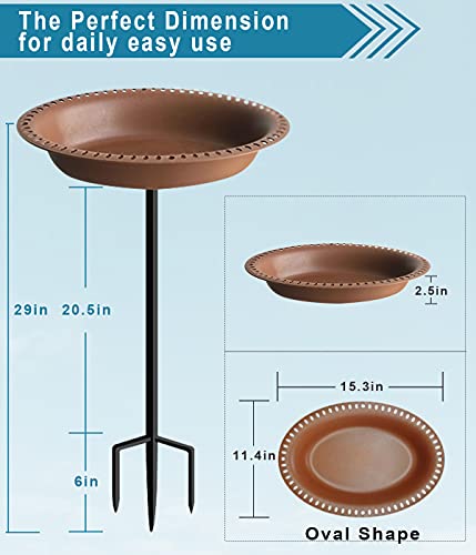 image for Koutemie Free Standing Garden Bird Bath Bird Feeder Bowl with Metal St