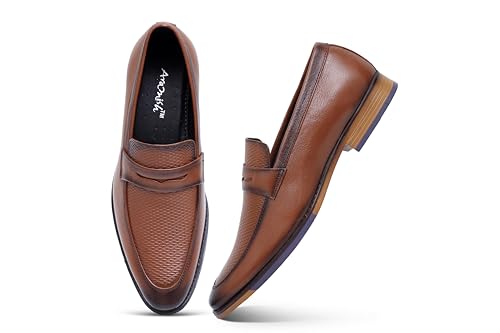 Image of ARAMISH Men's Genuine Leather Slip On Loafer Shoes