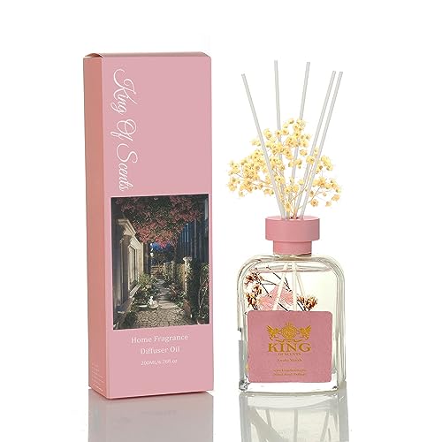 KING OF SCENTS Reed Diffuser (200ml) Reed Diffuser Set,Reed Diffuser & Oil Diffuser Sticks with Flower, Aromatherapy, Home & Kitchen Décor,Fragrance and Gifts (FIR and Juniper)