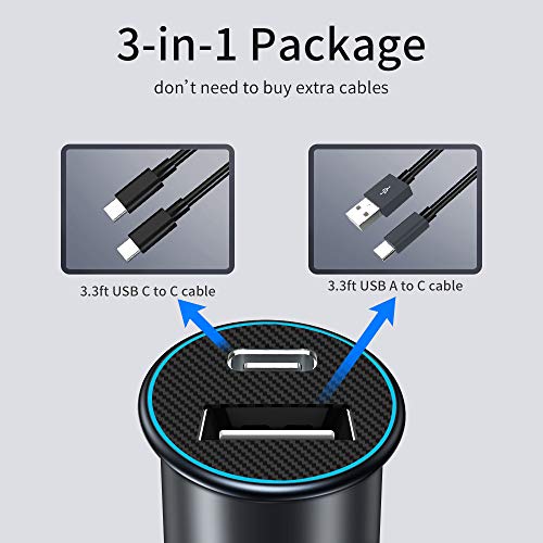 Usb C Car Charger, Worsors 30W Pd Super Fast Charging Car Adapter Mini All Metal Comaptible For Samsung Galaxy S21 Ultra/Plus/S20, Note 20 Ultra/10+, Google Pixel 6 Pro/6 + 2 Pack 3Ft Type C Cable #TOP6
