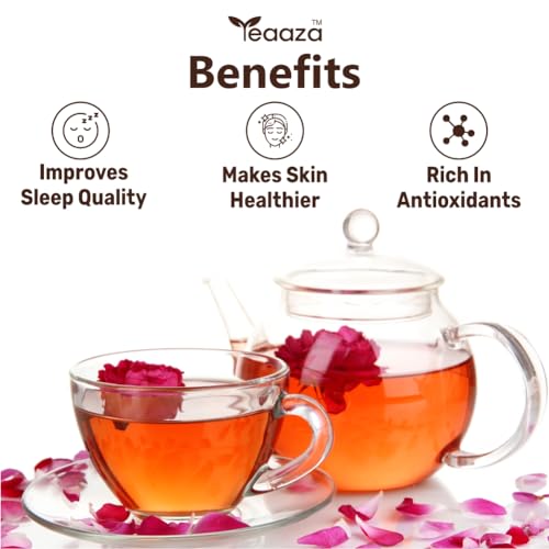 Image of Teaaza Rose Green Tea Bags | 25 Pieces | For Glowing Skin | Made with 100% Whole Leaf & Natural Rose Petals