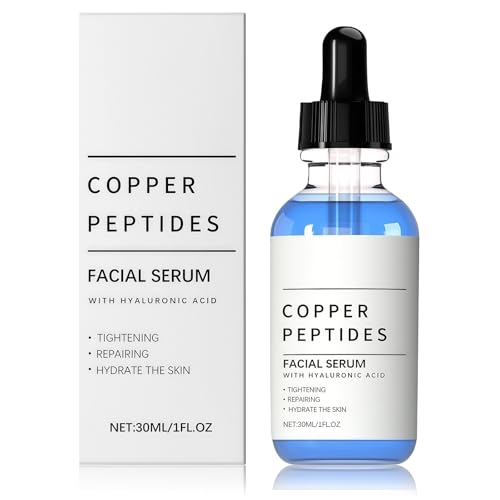 GHK-Cu Copper Peptides Serum 1% Anti Aging Face Serum for Fine Lines & Skin Elasticity Multi-Peptide Formula Instantly Plumps & Radiant Skin 30ML