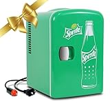 Coca Cola Sprite Mini Frigo de Chambre 4L / 6 Canettes dessus de table Portable Petit Frigo Thermoélectrique pour Boissons Nourriture Cosmetique Beauté Bureau Dortoir Voiture Voyager Camping, Vert