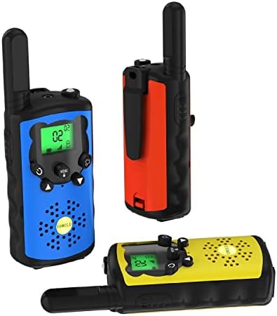 TOWOLD 3 Pack Kids Walkie Talkies, Toys for 4 5 6 7 8 Year Old Boys and Girls 22 Channels 2 Way Radio Boys Toys Gifts for Boys on Birthday,Outside Adventures and Camping(Orange Blue Yellow)