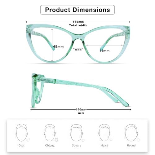 Image of Blue Light Blocking Cat Eye Glasses for Women Transparent Frame Anti UV Protection Zero Power Computer Glasses Lightweight Optical Frame