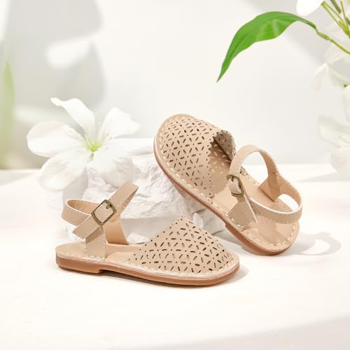 Image of Flaryzone Girls Sandals Closed Toe Summer Flats Dress Sandals Shoes Toddler /Little Kid