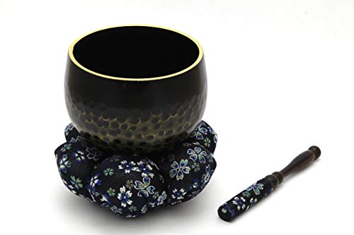 重厚な音色 すぐに使える りんセット リンの直径 10.5cm 3.5寸 ネイビー 田中仏壇店 仏具