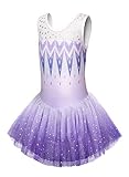 EQSJIU Gymnastics Leotards For Girls Purple Skirts 3t 4t Gradient Colors Dress Lace See Through Sparkly Sparkles 3-4t Adorable Princess Dress