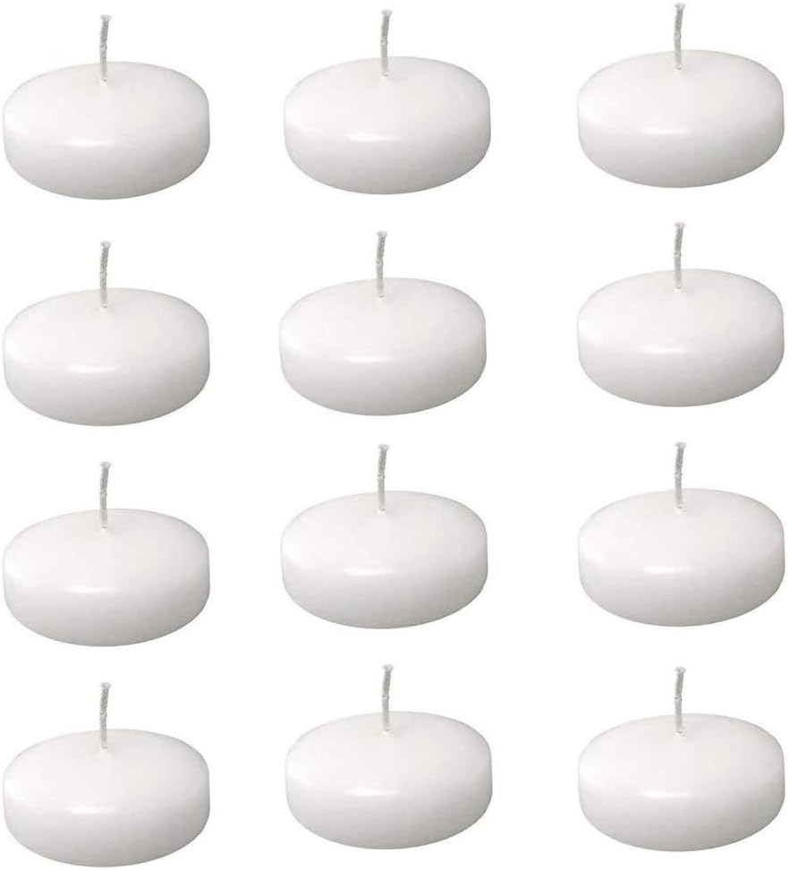 2Pcs White Floating Candle Unscented Dripless Tealights Wax Discs for Wedding Decoration Pool Centerpieces Parties Decor