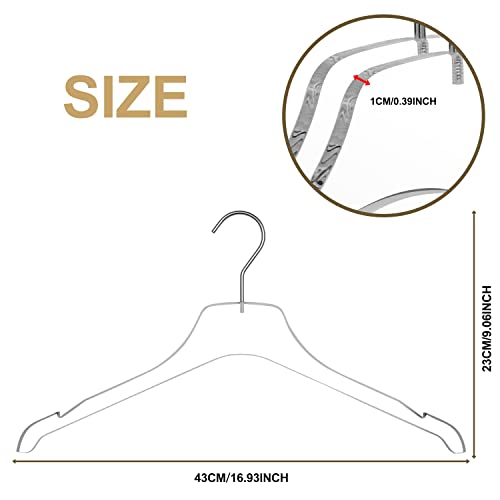 Quality Acrylic Hangers, Made of Clear Acrylic for a Luxurious Look and Feel with Swivel Hook for Suit, Coat, Sweater, Jacket, Blouse, Dress (20)