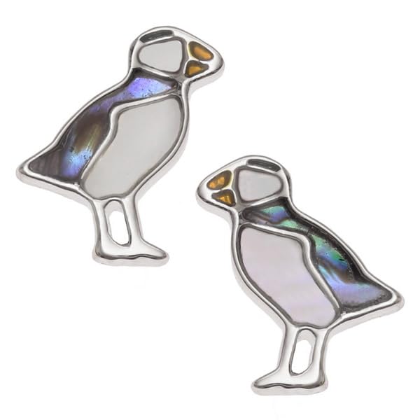 Luck TraderLucky Paua Shell Puffin Bird Stud Earrings