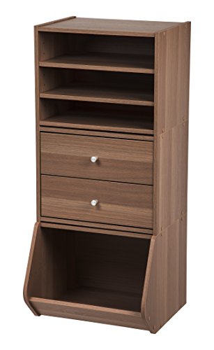 Image of IRIS USA 2-Drawer Modular Wood Stacking Storage Box, for Office Closet and Nightstand, Easy Assembly, Stacking Storage Boxes, Walnut