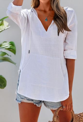 Camisa de playa para mujer transpirable de manga larga con capucha 7