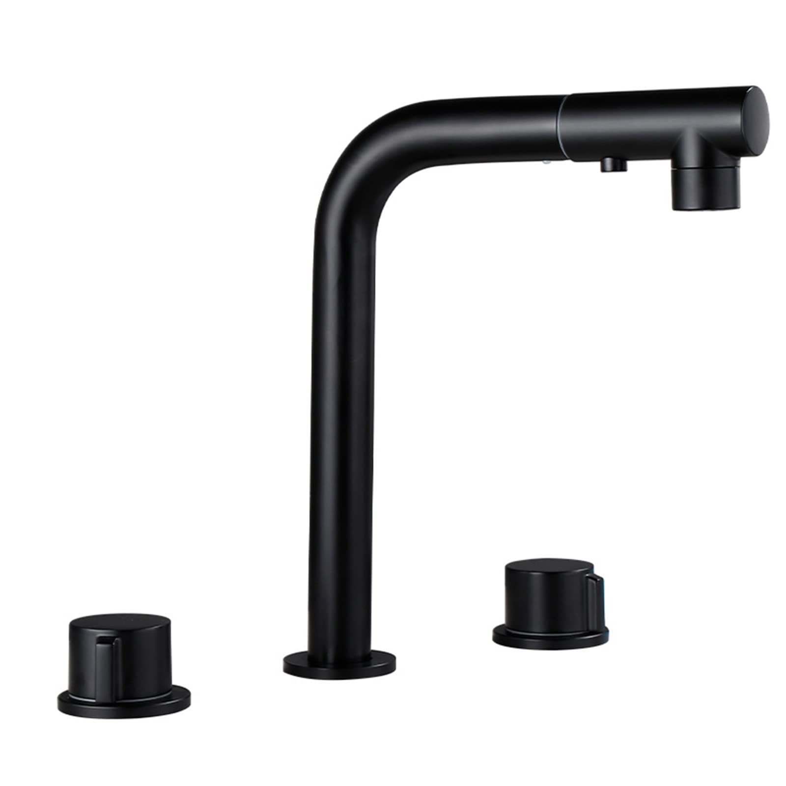 Robinetterie en laiton massif 3 trous de salle de bain noire double commande haut de gamme