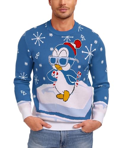 Demigimi Weihnachtspullover Herren Ugly Lustig Strickpullover Ugly...