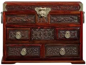 Retro Vintage Wooden Jewelry Box, Solid Wood Chinese Retro Jewelry Box, Storage Box Organizer, Wooden Jewelry Box with Mirror for Gilrs Girlfriend Women for Mother's Day