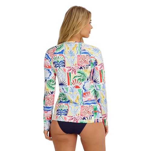 Image of Nautica Women's Long Sleeve Rashguard - Quick-Dry, UPF Protection, Swim Shirt, Pool, Beach, Hiking, Yoga, Volleyball
