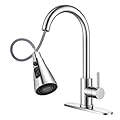 Modern Kitchen Faucets with 3 Modes and Pull Down Sprayer, Brushed Nickel Stainless Steel High Arc Single Handle 360° Swivel Kitchen Sink Faucets 1 or 3 Hole for Farmhouse Laundry Camper Rv Bar