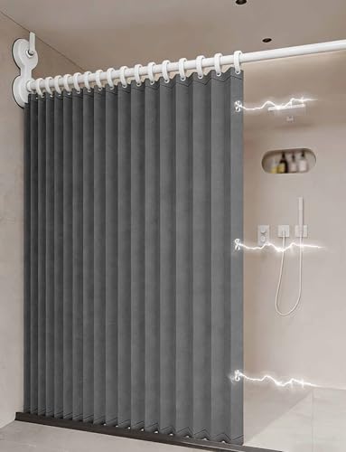 Rideau de douche réglable imperméable de haute qualité avec fixation ventouse stable - 2