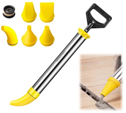 INREPRO Pistola de Calafateo de Cemento Acero inoxidable Bomba de Cemento Pistola para Mortero Pistola de Enlechado para Cemento para Pulverizador con 5 boquillas (Amarillo)
