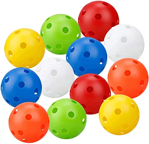 Practice Golf Balls Plastic 12 Pack ,Perforated Colored Golf Balls For Backyard,42Mm Limited Flight Golf Balls Airflow Hollow Golf Training Balls,Swing Practice Indoor&Outdoor(Mixed Color) #TOP2