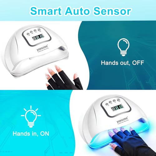 Image of JODSONE U V LED Nail Lamp with Gloves Kit, Nail Dryer for Gel Nails Professional for Home and Salon