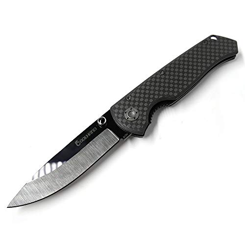 Cool Hand 3.75'' Carbon Fiber Folding Knife, w/ 2.75" Polished Black Ceramic Blade