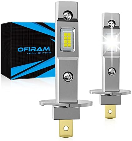 OFIRAM 2023 Upgraded H1 LED Headlight Bulb, 1:1 Mini Size Fog Light Bulbs Plug and Play High and Low Beam, 500% Brighter 16000 Lumens Headlights Conversion Kit 6500K White (Pack of 2)