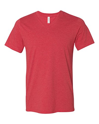 BELLA + Canvas Unisex Jersey Short-Sleeve V-Neck T-Shirt - Heather RED - XL - (Style # 3005 - Original Label)