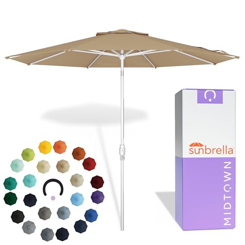 Image of Midtown Umbrellas Swilt - 8 Ft Patio Umbrella, Heather Tan Canopy