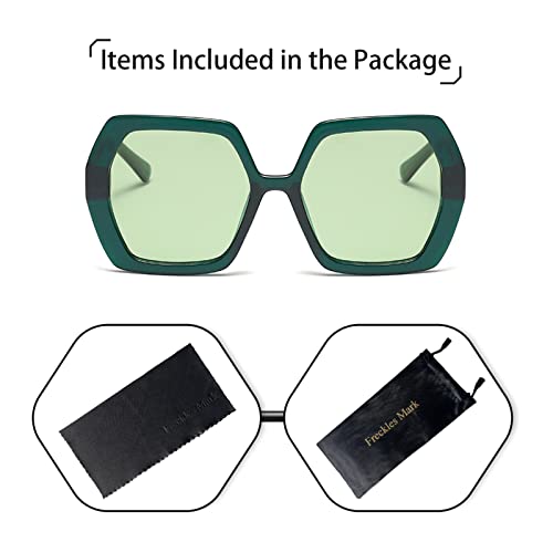 Freckles Mark Retro Oversized Hexagon Sunglasses for Women Irregular Trendy 60s Vintage Polygon Sun Glasses for Ladies4