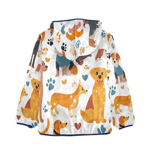 Cute Dogs and Prints Toddler Fleece Jacket Girl Boys Hooded Fleece Jacket Coat Warm Outwear Zip-up 3-10T2
