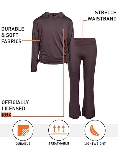 RBX Girls Sweatsuit Set - 2 Piece Pullover Hoodie or Quarter Zip Long Sleeve Tops and Girls Flare Leggings (Sizes 7-12)2