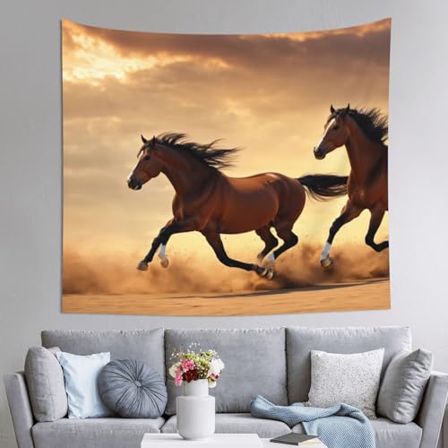 Tapisserie murale de cheval EdWal habillage grand mur vide salon canape