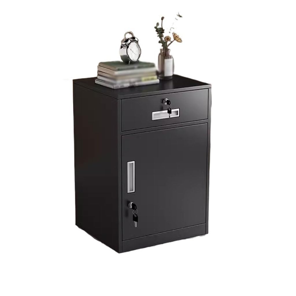 ASerZenith Metal File Cabinet With Low Storage Drawer Lockable Design Ideal For Organizing Files And Documents Black Office Filing Cabinet,B-One Size