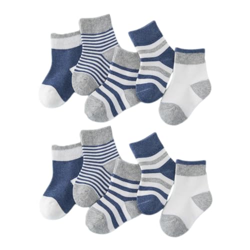 KESYOO Cute Cotton Socks for Boys and Girls 5 Pairs Unisex Baby Boys Girls Newborn Socks 1-3 Year Old Dark Blue Soft Breathable