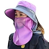 Muryobao Womens Ponytail Summer Sun Hat Outdoor UV UPF 50+ Protection Wide Brim Bucket Hats Beach Hi