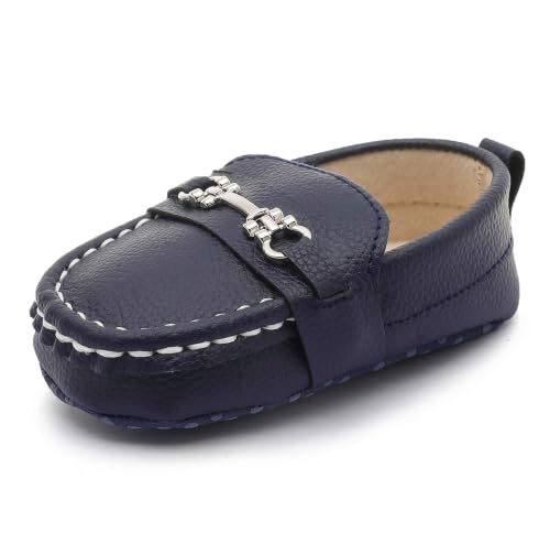 Image of LONSOEN Baby Girls Boys Loafers Prewalker Dress Crib Shoes | Soft Sole, Slip-On, Christening, Easter, Church, First Birthday, Newborn, Photo Shoot
