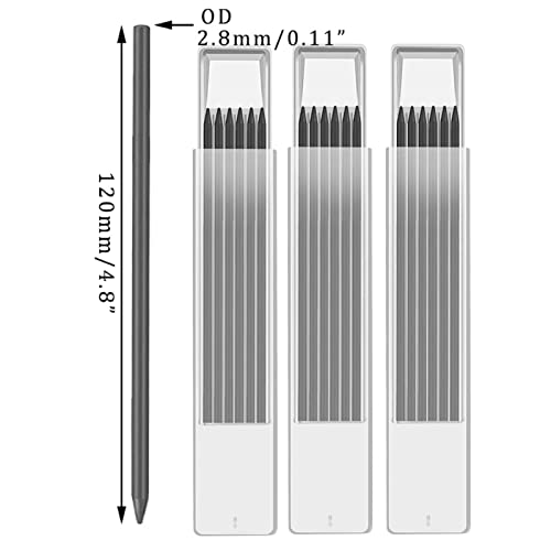 SyiXute 36 Pcs Carpenter Pencil Refills 2.8mm,Deep Hole Mechanical Construction Pencil Refill,Solid Pencil Refills for Drawing Making Scribering Woodworkin,Carpenter Mark Pencils (Black) - Image 2