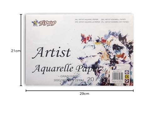 MARKQ Watercolor Paper Pad, A4 Sketchbook for Watercolour Painting Art Drawing Sketching Mixed Media, 300 gsm, 20 Sheets