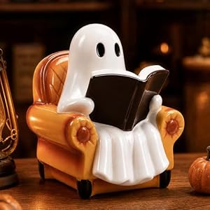 Ghost Figurines Reading Book,Halloween Ghost Statue Ornament Decor