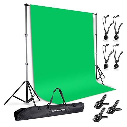 SLOW DOLPHIN Photo Background Support System with Backdrop Stand Kit, 100% Pure Muslin 6.5 Ft x 10 Ft Chromakey Green Screen Backdrop,Clamp, Carry Bag for Photography Video Studio