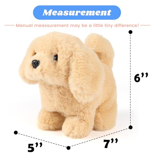 Hopearl Laufender Hund Golden Retriever Interaktiv Elektronisches Haustier Plüsch Spielzeug Welpe Wuff und Bewegend Animiert Nickender Kopf Geschenk für Kleinkinder Geburtstag, Braun, 18 cm