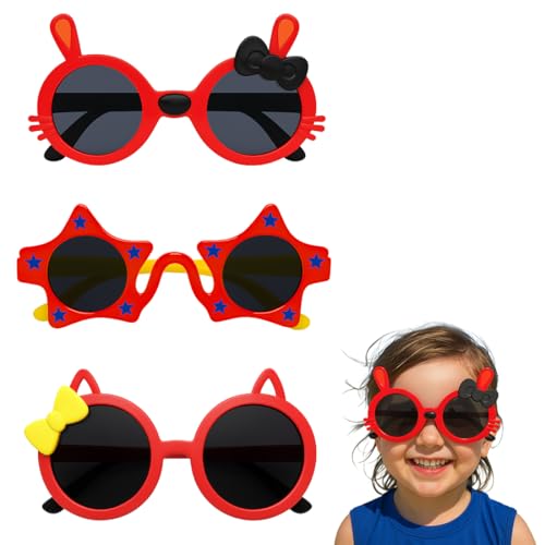 GGUFAY 3 Piezas Gafas de Sol Niña, Gafas Fiesta Divertidas Gafas