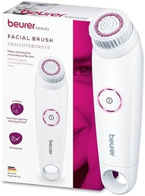 Beurer FC 45 Cepillo de limpieza facial para una limpieza profunda y una piel notablemente más suave, con 2 niveles de rotación para todo tipo de pieles, resistente al agua