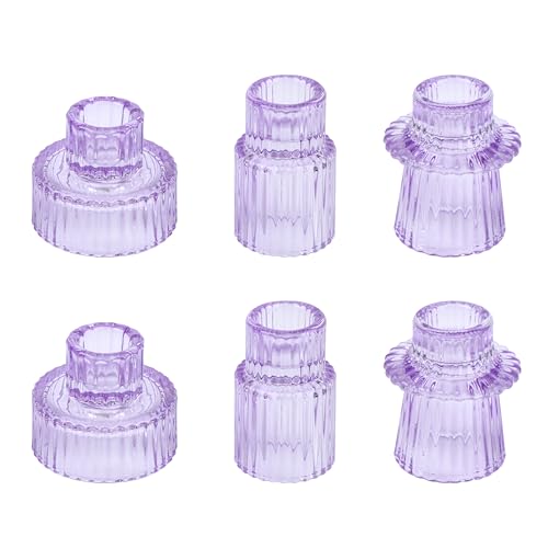 HofferRuffer Lot de 6 bougeoirs votifs en Verre pour Bougies Coniques/piliers/Bougies Chauffe-Plat, bougeoirs pour Centre de Table, Mariage, Anniversaire,...
