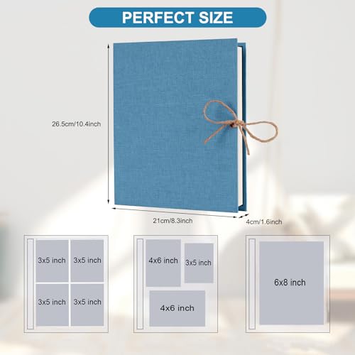 Álbum de fotos AIOR tipo scrapbook con pegamento propio, 60 páginas, cubierta de lienzo, ideal como regalo para viajes, bodas y bebés (azul) miniatura 2