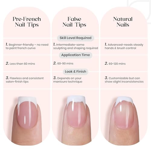 Image of Beetles French Tips Press On Nails: 224 Pcs Pink Short Almond Press On Nails, Reusable Acrylic Nail Tips Soft Nail Gel Tips False Nails Art DIY for Women,16 Sizes