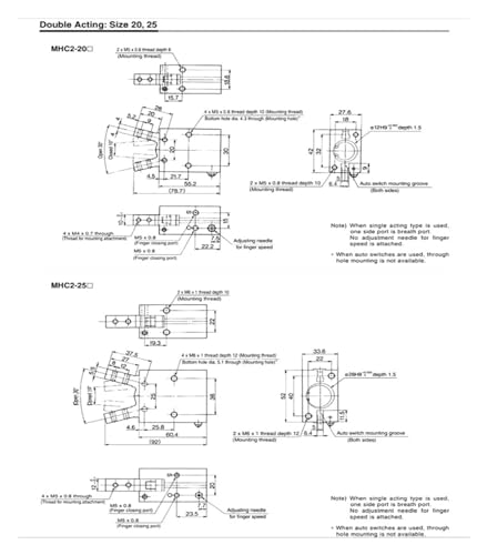 Cilindro de dedo MHC2-20D1 con sujeción angular angular estable y de bajo desgaste 4
