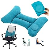 OULIGET Foldable Inflatable Lumbar Support Pillow,H-Type Self Pressing Inflation Pillow for Office Chair and Airplane Travel Seat,Back Pain Relief Improve Posture (Teal Blue)